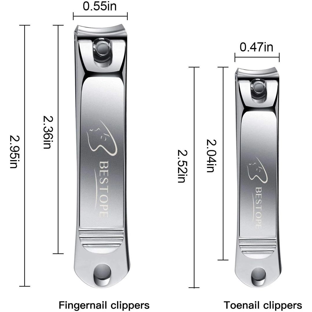 Nordara 2PCS Stainless Steel Nail Clippers Fingernail Toenail Cutter