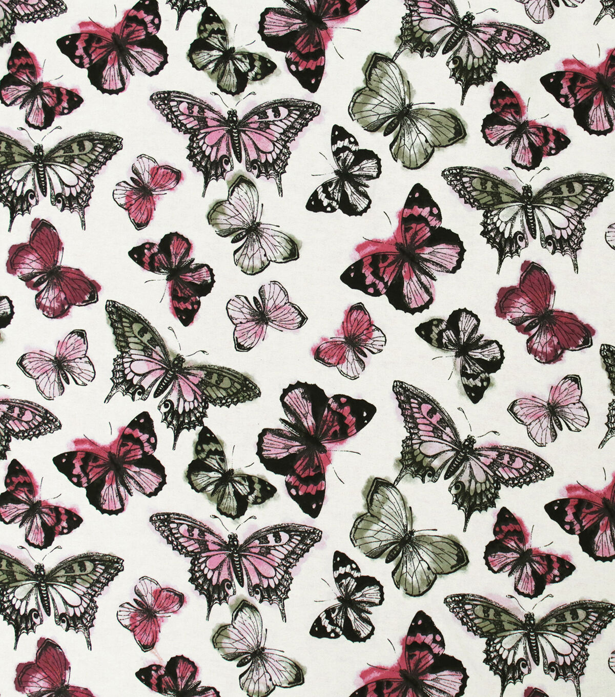 Pink Olive Butterflies Super Snuggle Flannel Fabric