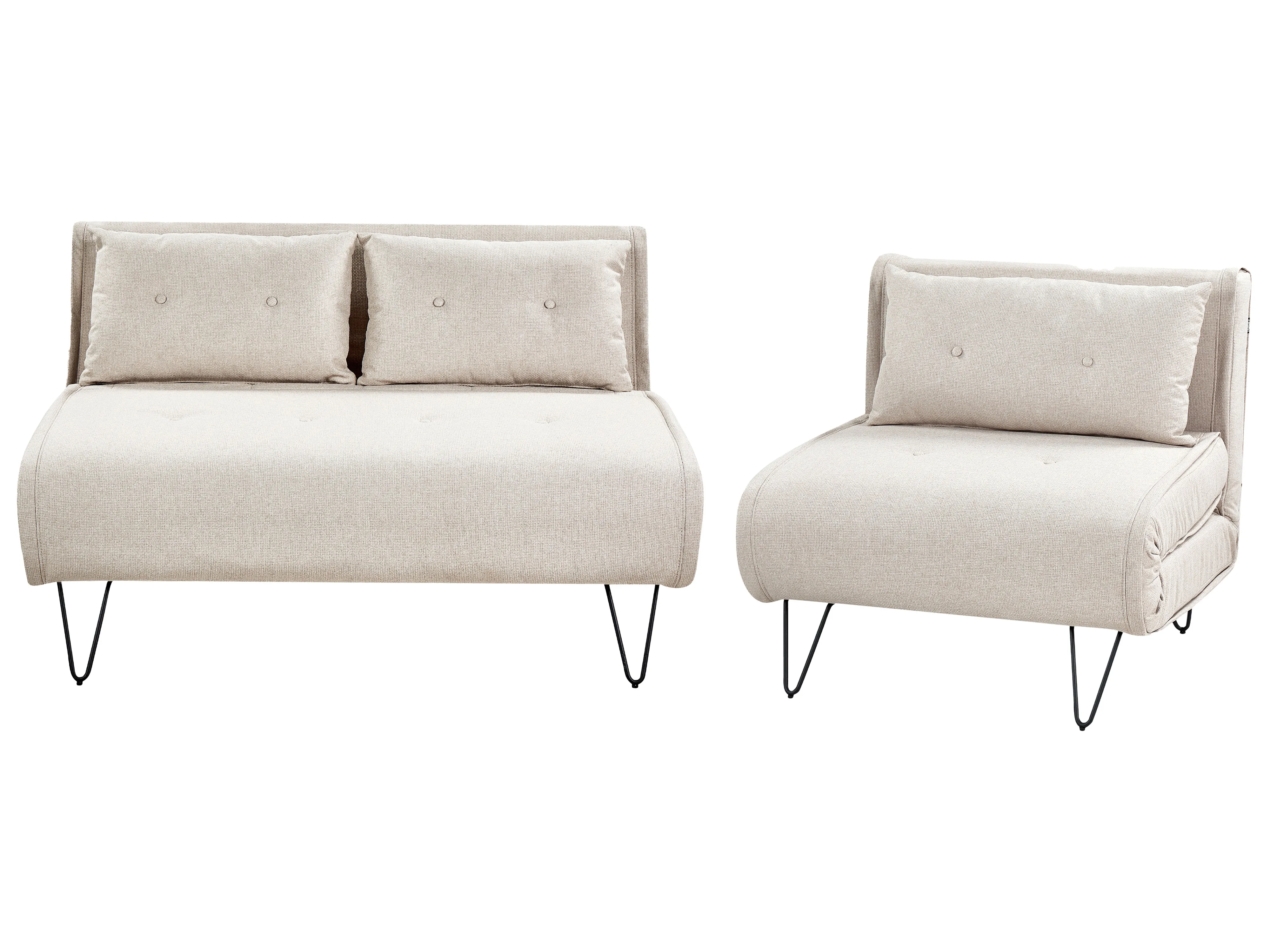 Living Room Set 3 Seater VESTFOLD Fabric Light Beige