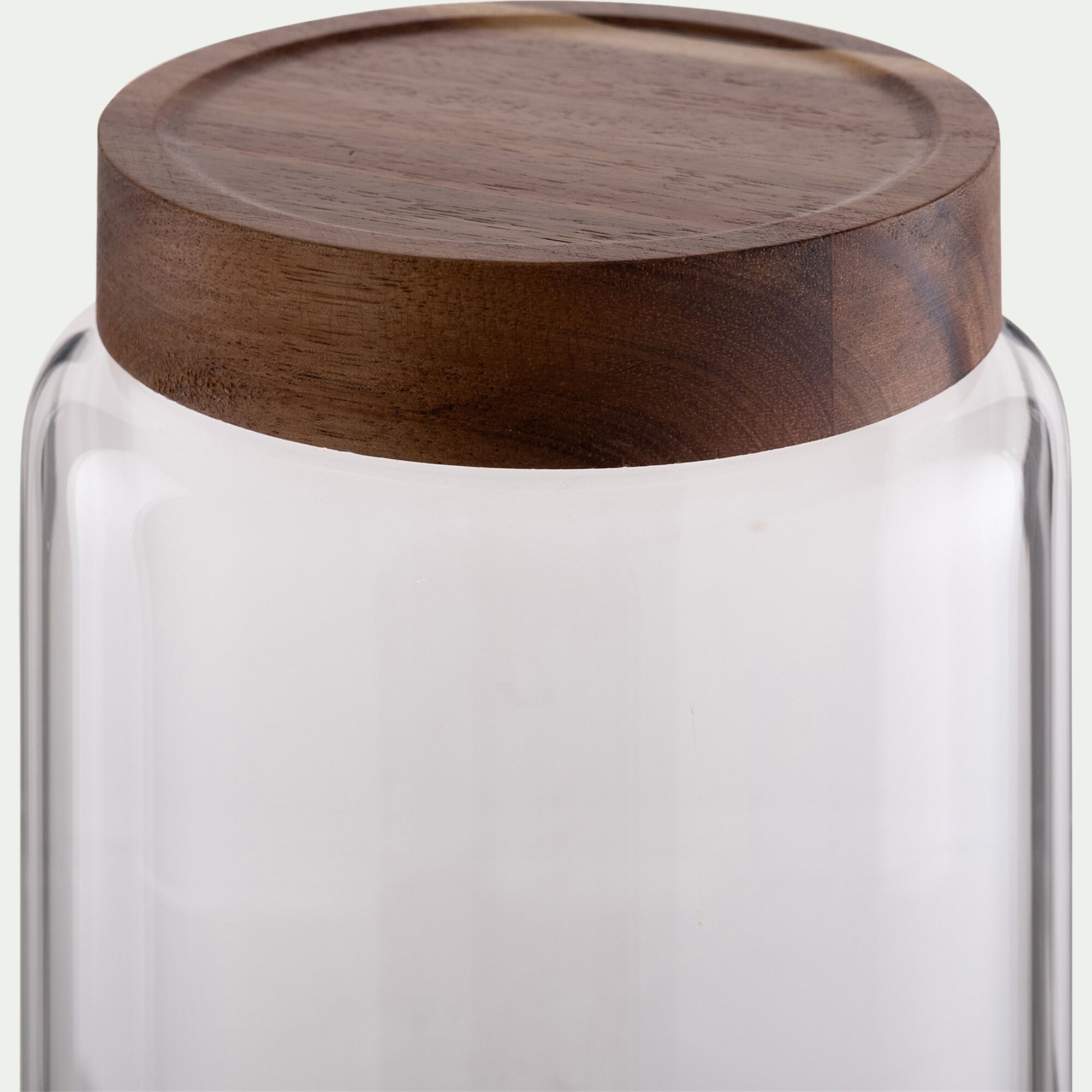 LOMBI - Bocal de conservation en verre avec couvercle en acacia 3L - transparent