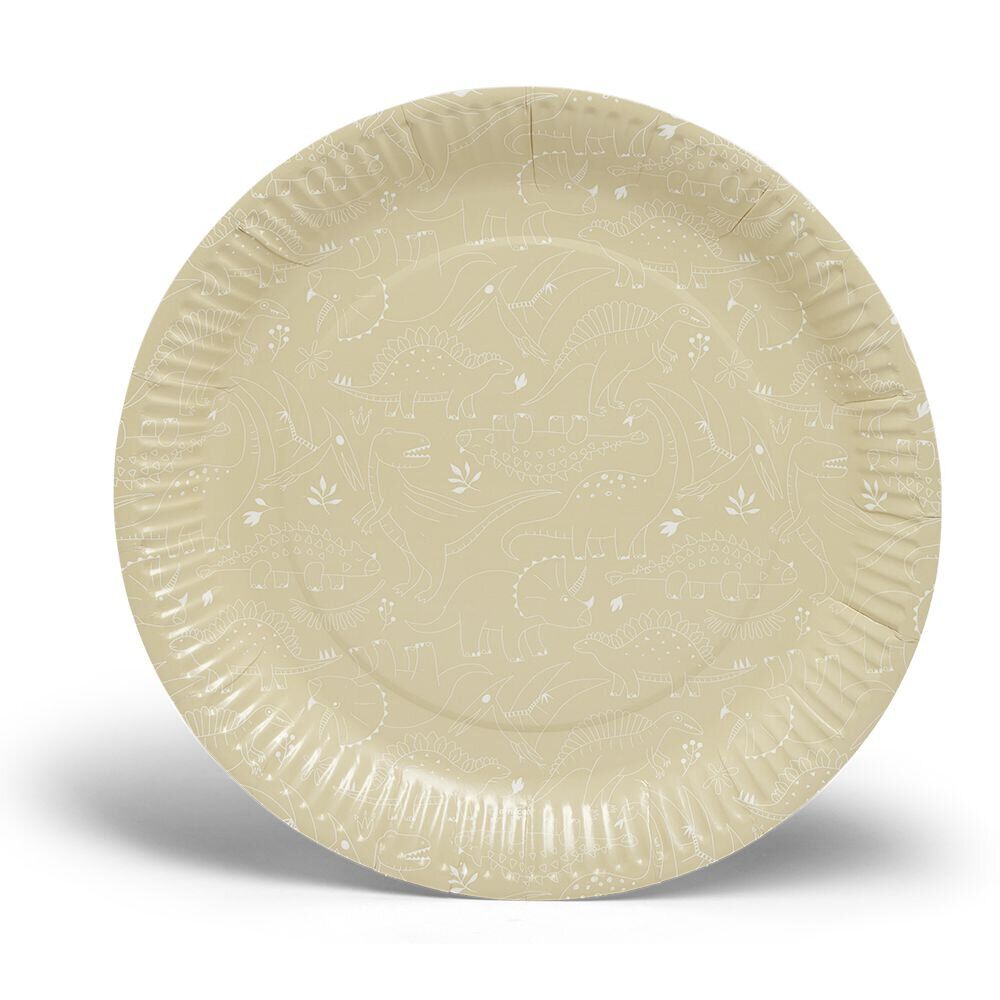 Lot de 8 assiettes motif dinosaures carton Ø23cm