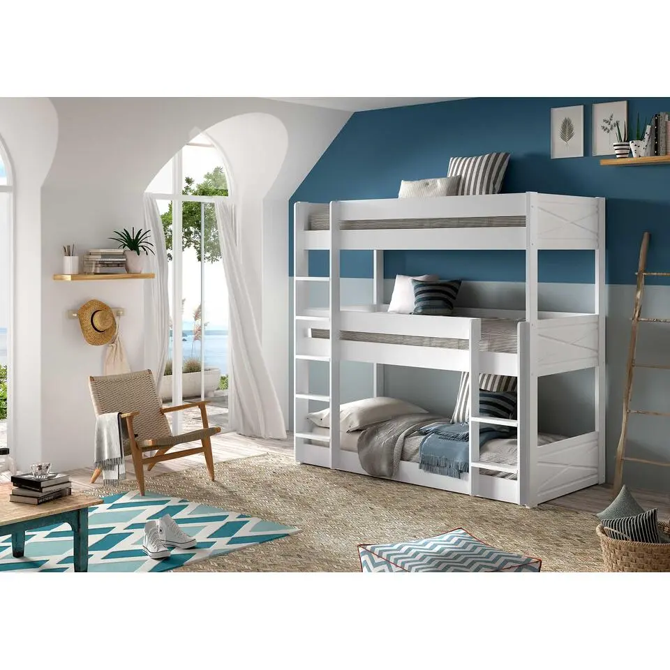 Stapelbed voor 3 personen Scott - 207x105x200 cm - Wit