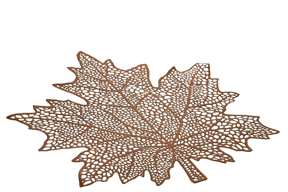 J-Line placemat Blad - kunststof - bruin