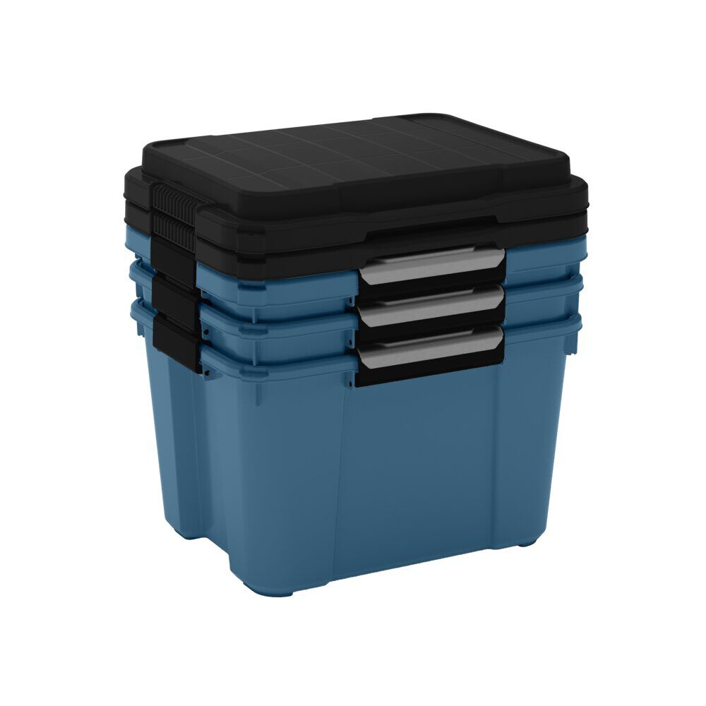 Box de rangement 45L x3 étanche Scuba bleu avec couvercle noir 49x39xH49,5cm