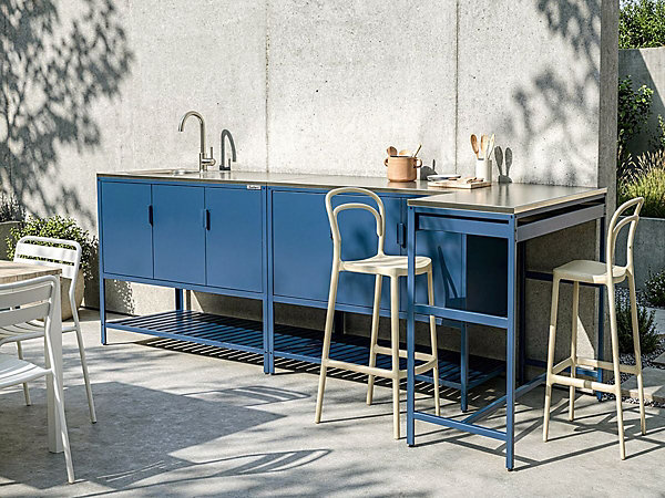 Cuisine d'extérieur 3 pièces avec évier MAENZA Métal Bleu