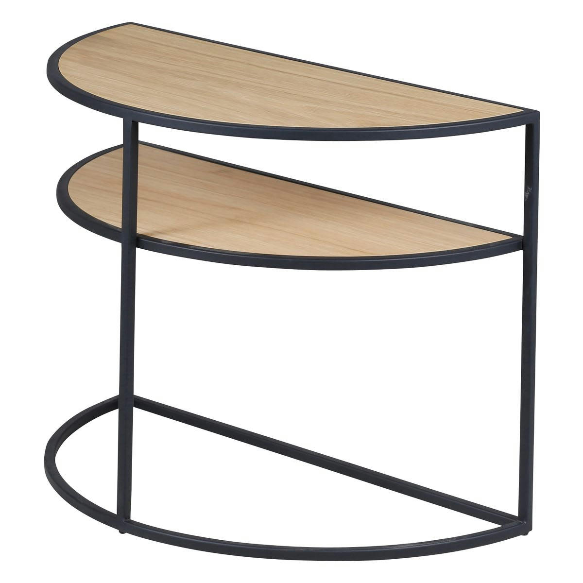 GRAYSON - Bout de canapé en chêne naturel et métal noir