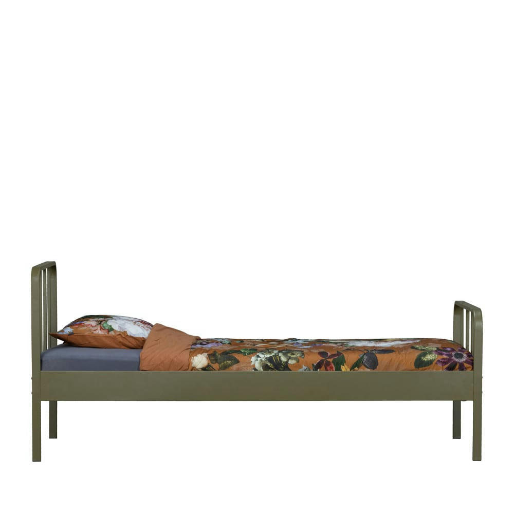 MEES - Lit en métal 90x200cm vert kaki