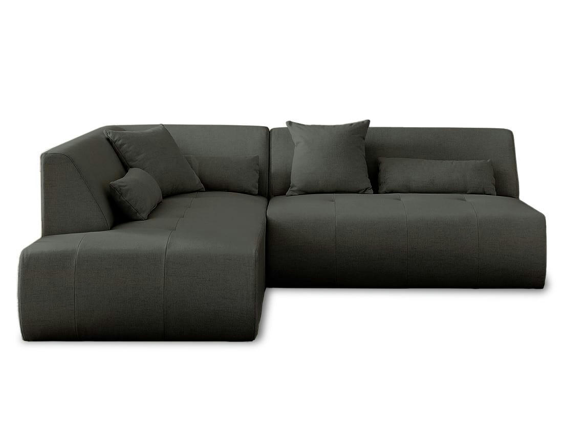 ONYX - Canapé modulable 5 places angle gauche en tissu gris foncé