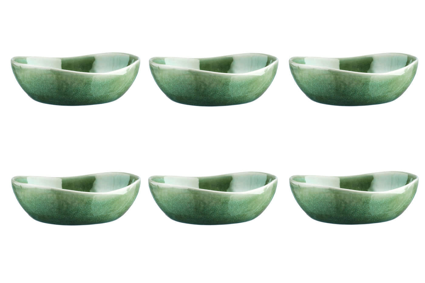 MAGMA - Lot de 6 bols petit-déjeuner en grès vert D18