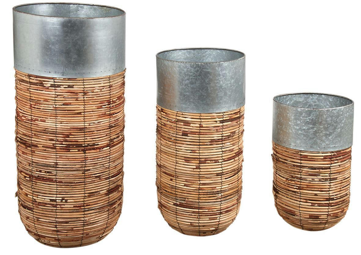 - Cache-pots haut en rotin paolo (lot de 3)