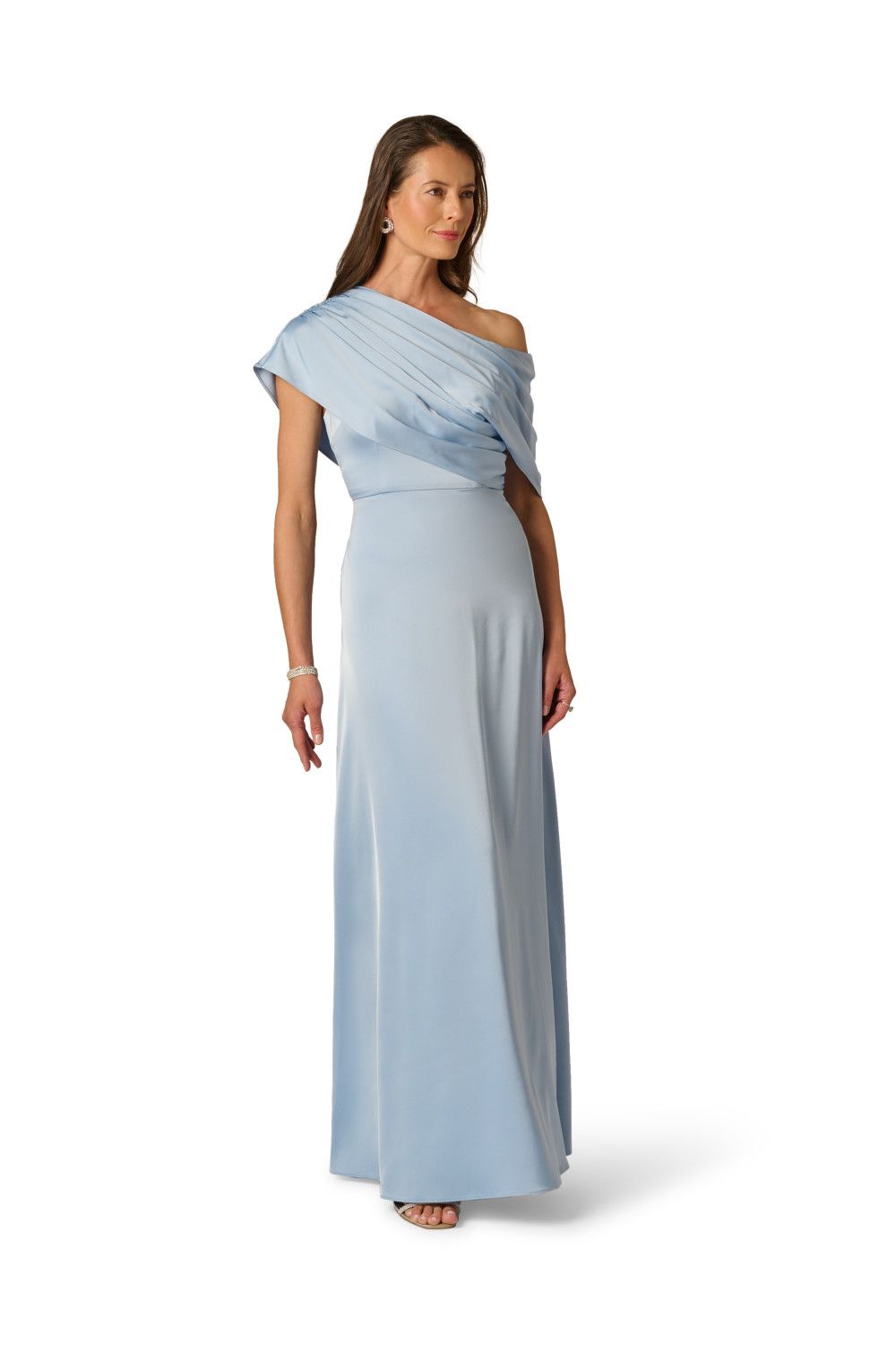 Adrianna Papell Asymmetric Stretch Satin Gown