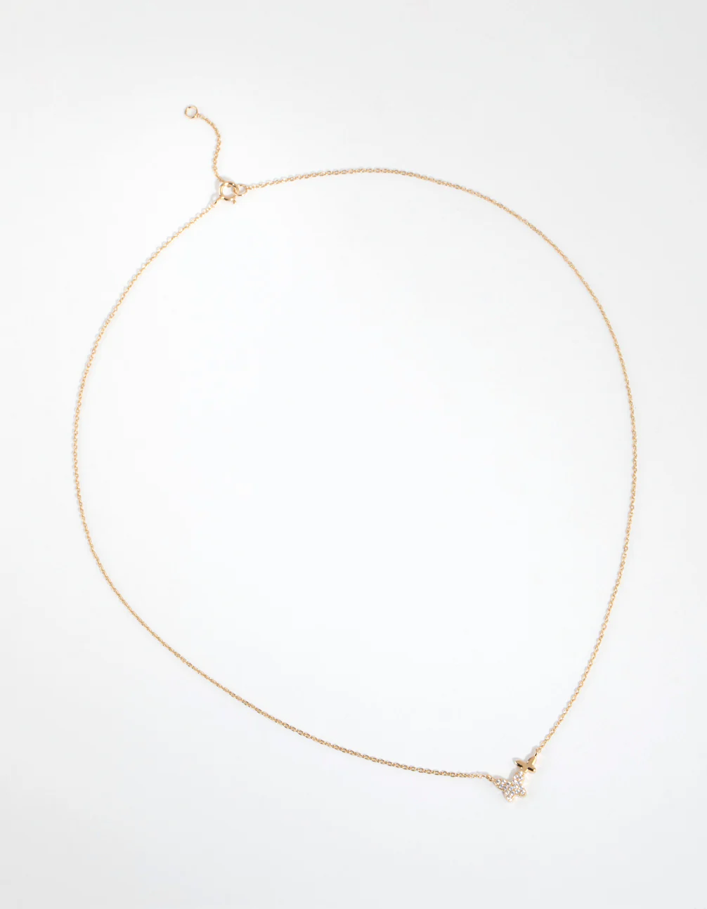 Gold Plated Sterling Silver Diamante Double Pave Butterfly Necklace