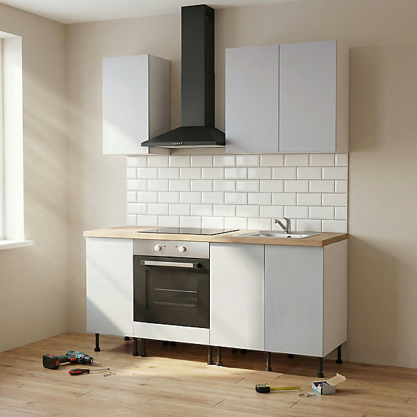 Cuisine complète GoodHome Stevia gris mat sans électroménager