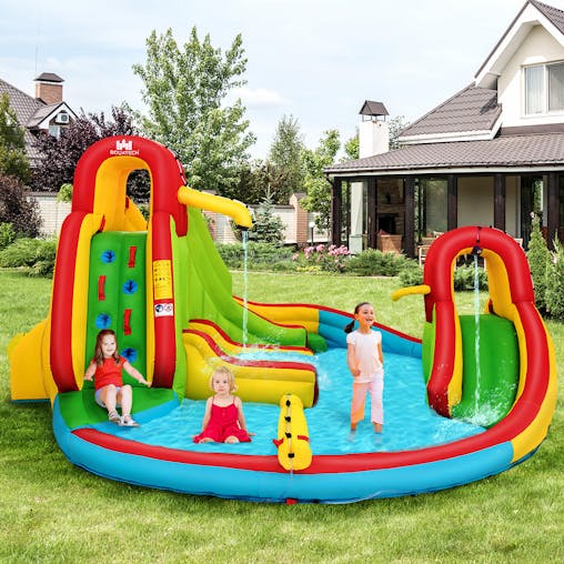 NNECW Inflatable Water Slide Jumping Castle with Two Slides Trampoline