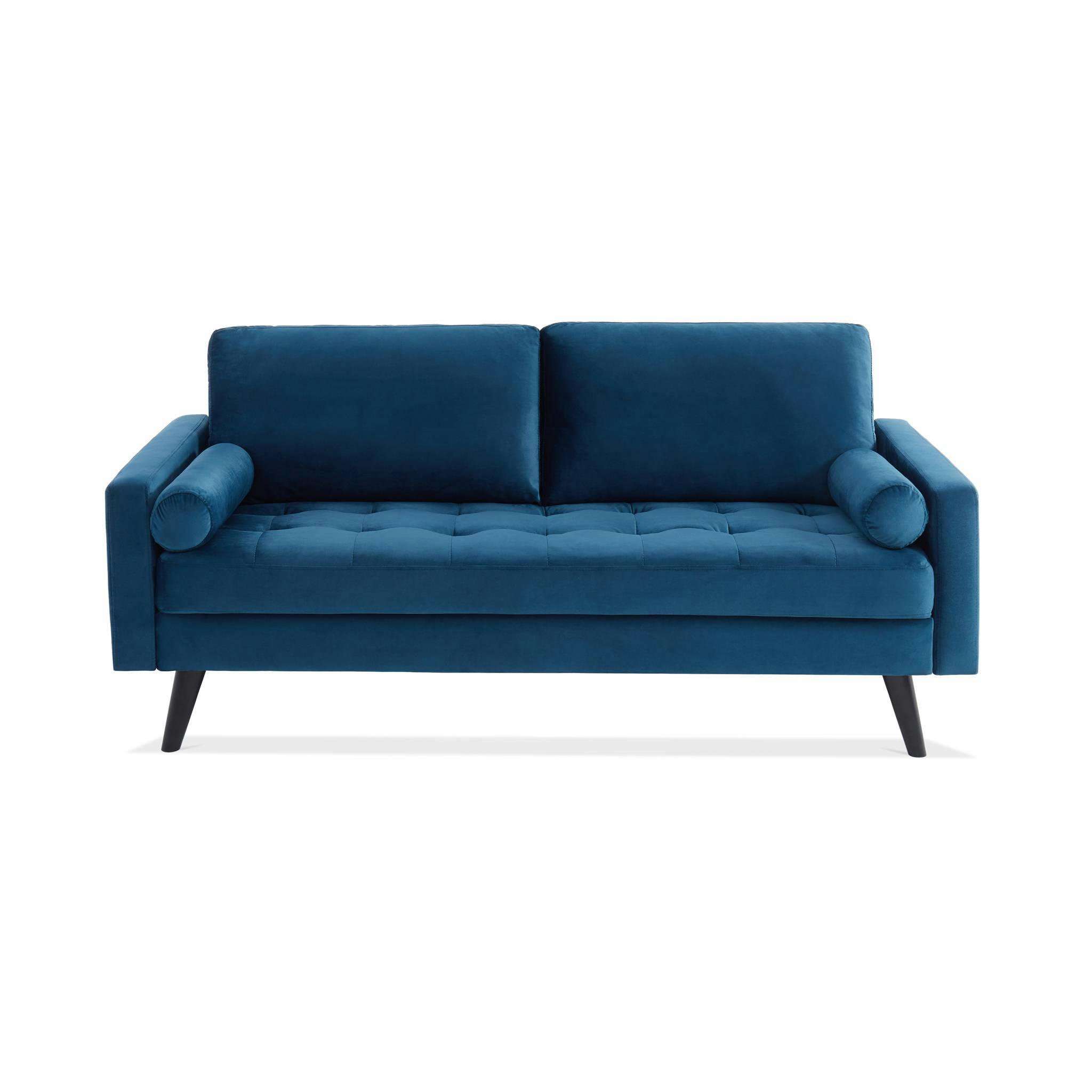 IVAR 3 - Canapé 3 places en velours bleu pétrole fixe droit