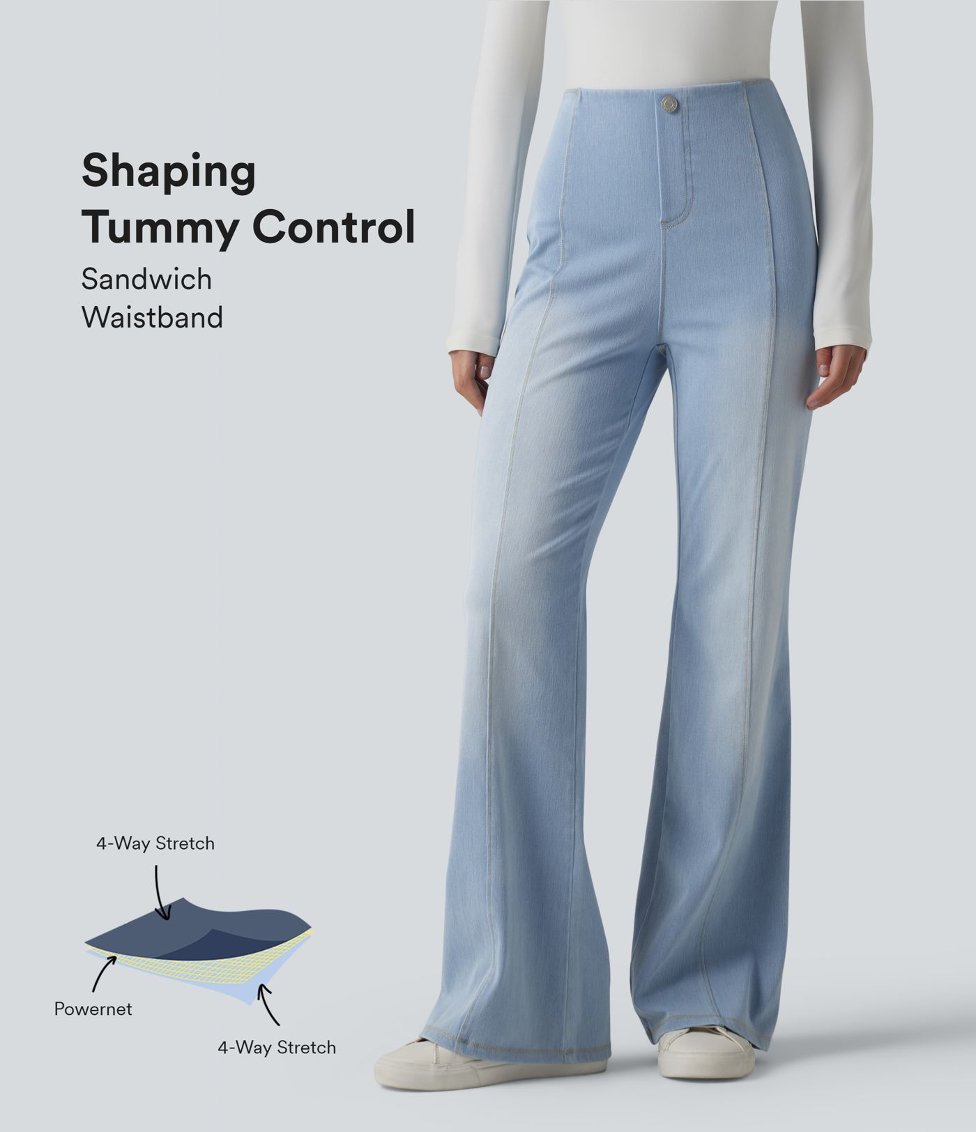 Halara Flex™ Jean évasé casual taille haute ventre plat avec poches