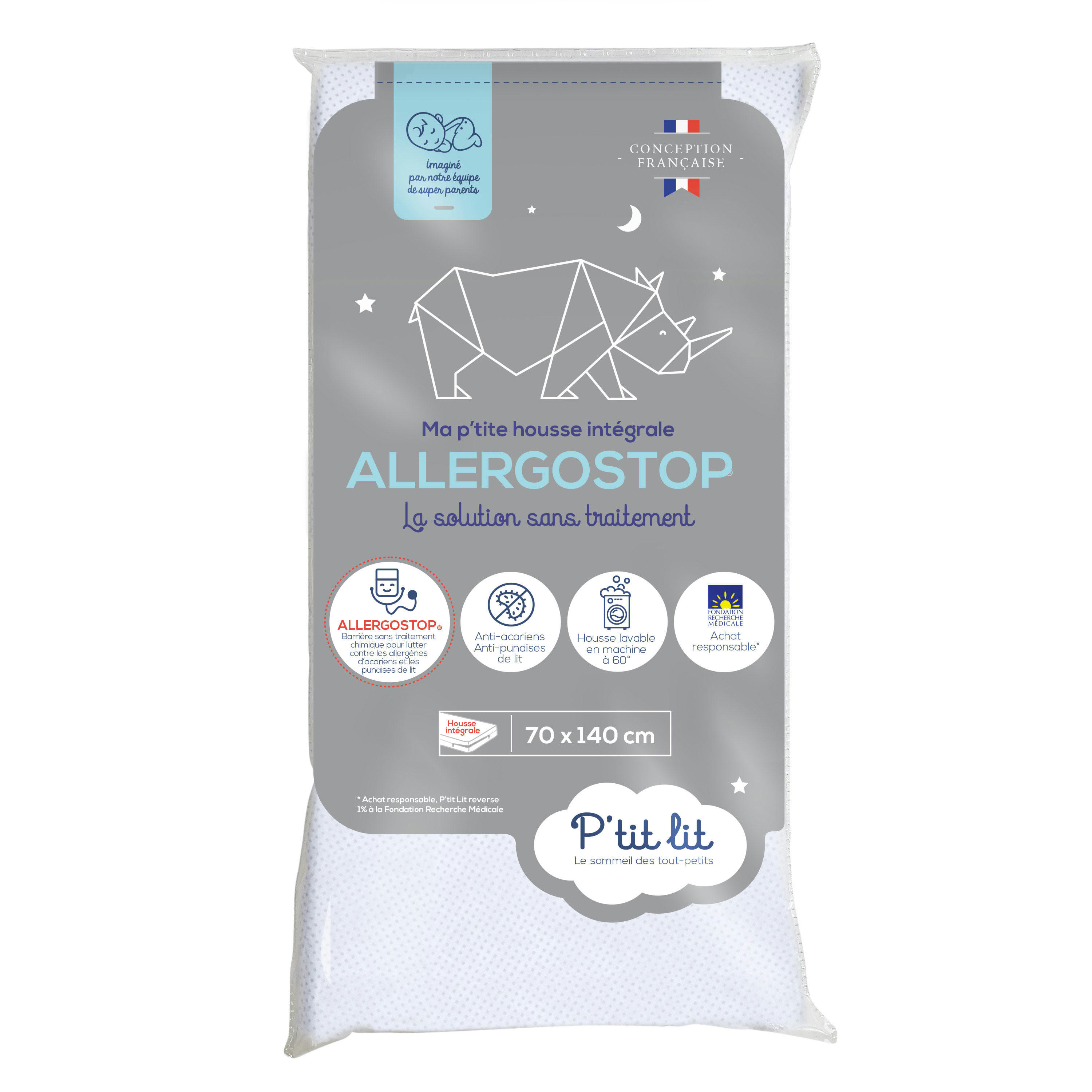 ALLERGOSTOP - Protège matelas bébé anti acarien et anti punaise de lit 70x140
