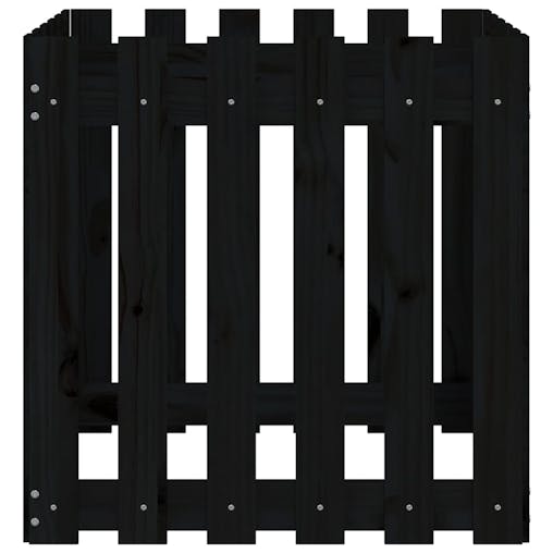 NNEVL Garden Planter with Fence Design Black 60x60x60 cm Solid Wood Pine