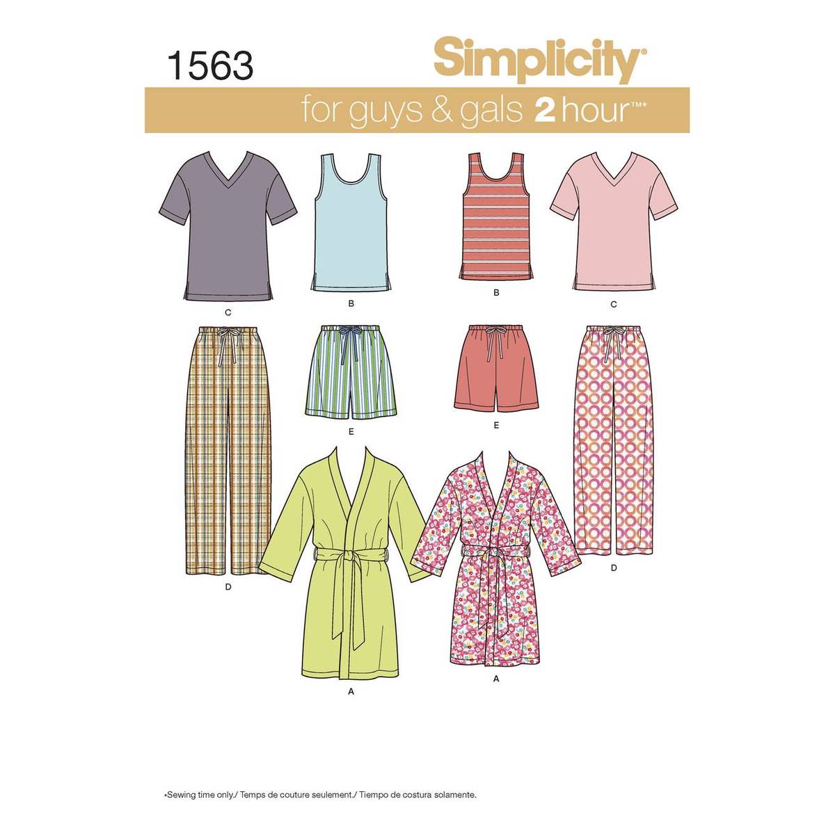 Simplicity PJs and Loungewear Sewing Pattern 1563