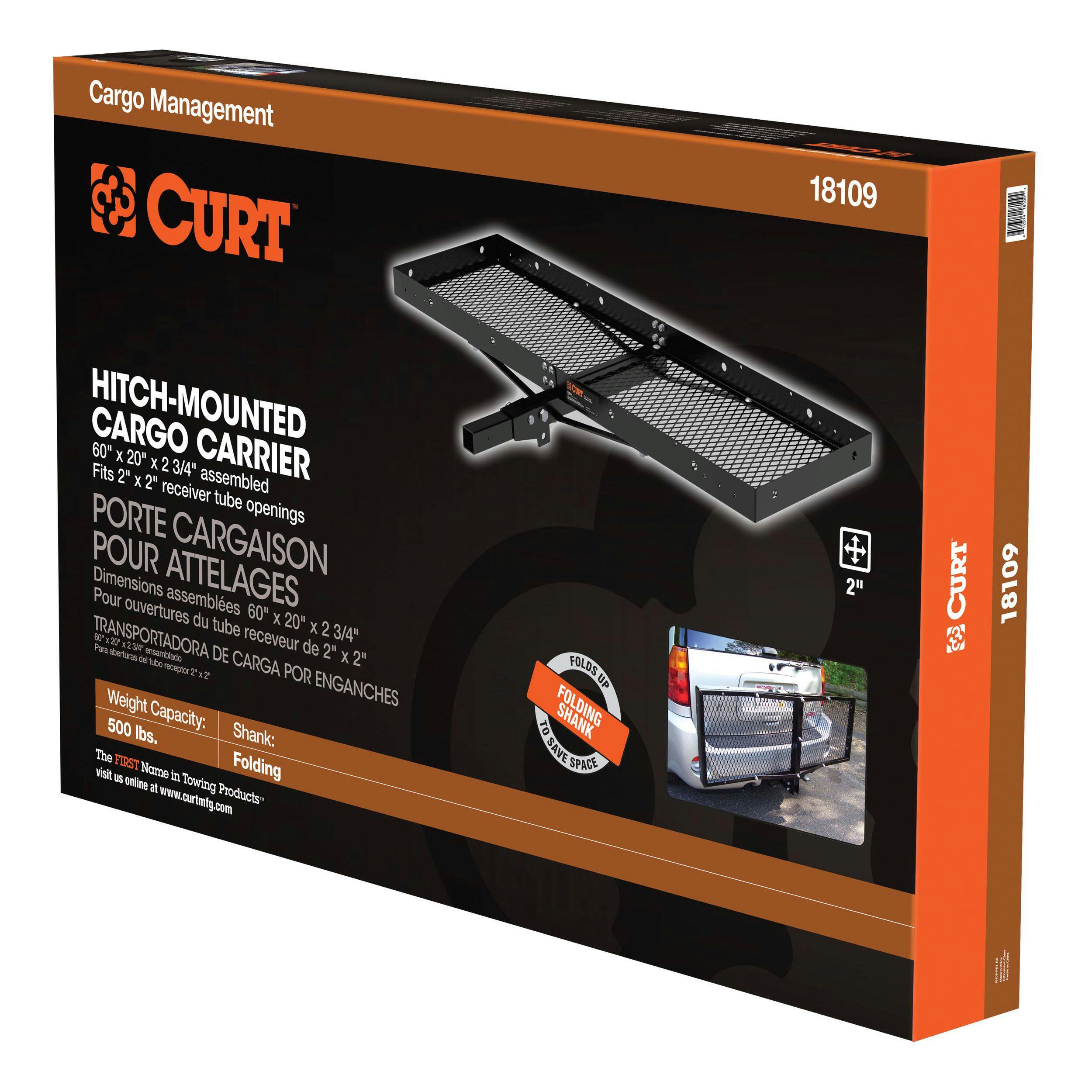 CURT Steel Tray-Style Cargo Carrier, 60 x 20-in, 500 lbs