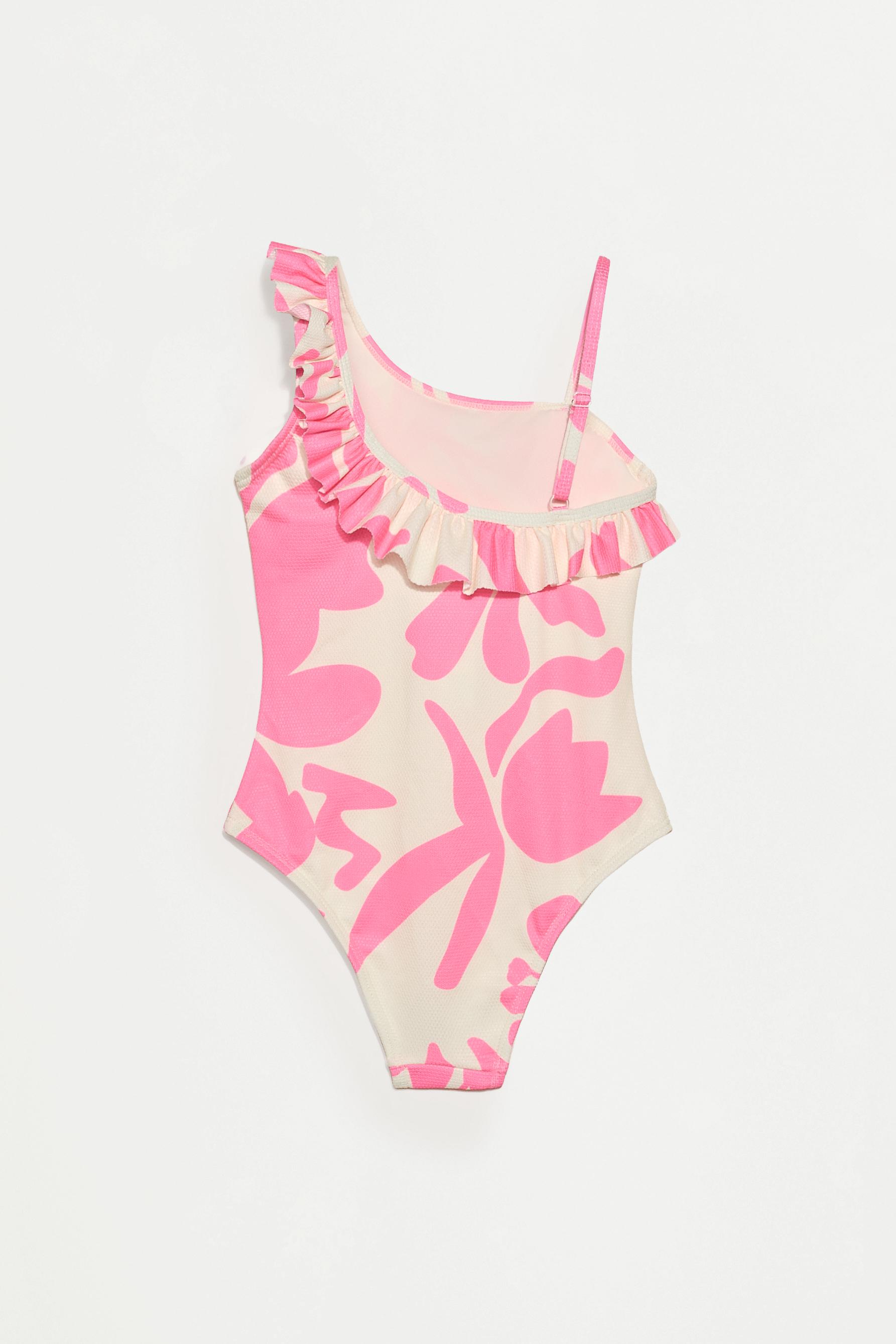 Bañador asimétrico estampado tropical
