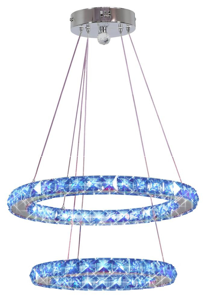 Lampa wisząca LORDS chromowana-niebieska LED 2x27Wlm Candellux