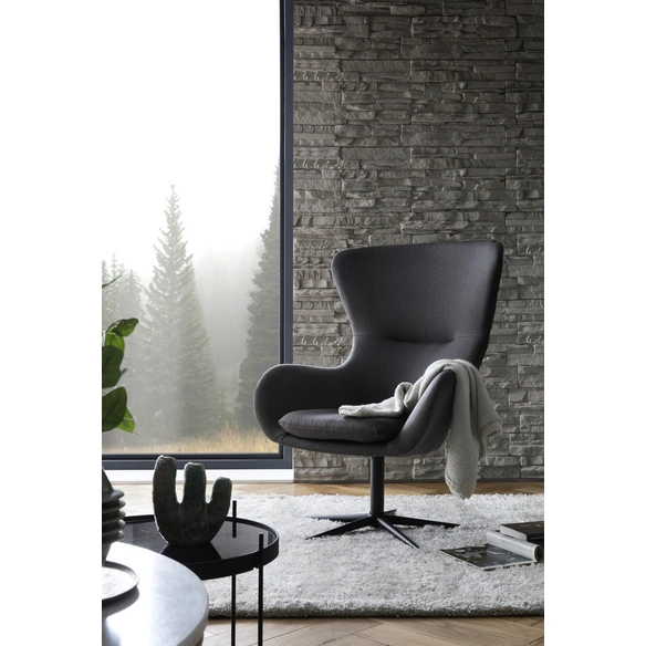 Sessel, Höhe: 99 cm, dunkelgrau/schwarz
