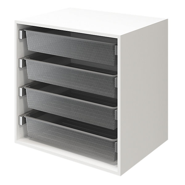 Meuble de rangement cube blanc avec 4 paniers coulissants filaires GoodHome Atomia H. 75 x L. 75 x P. 58 cm