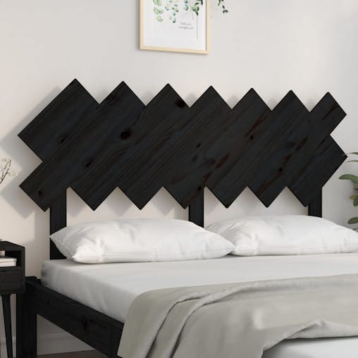 NNEVL Bed Headboard Black 151.5x3x81 cm Solid Wood Pine