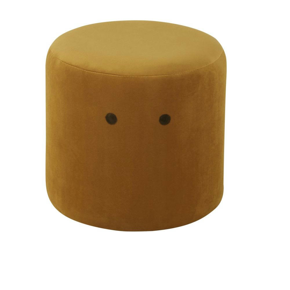 YUMA - Pouf enfant dinosaure jaune moutarde