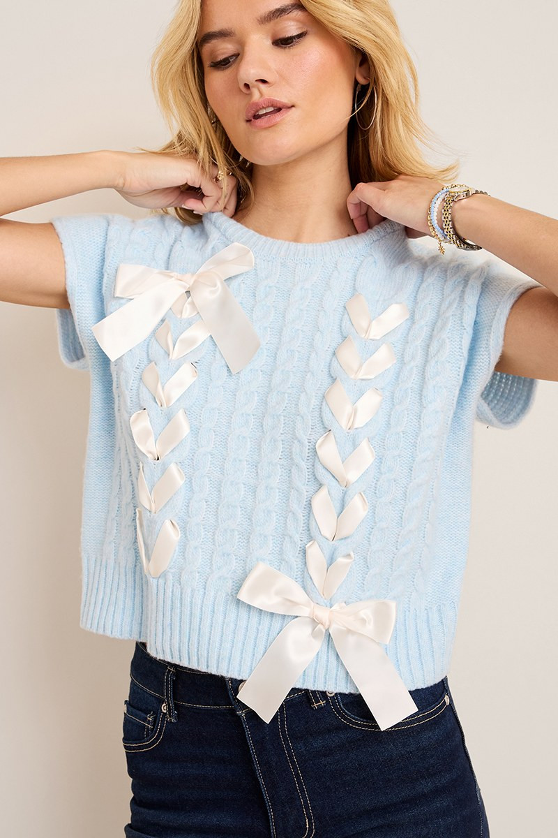 Anna Lace Up Sweater Tee