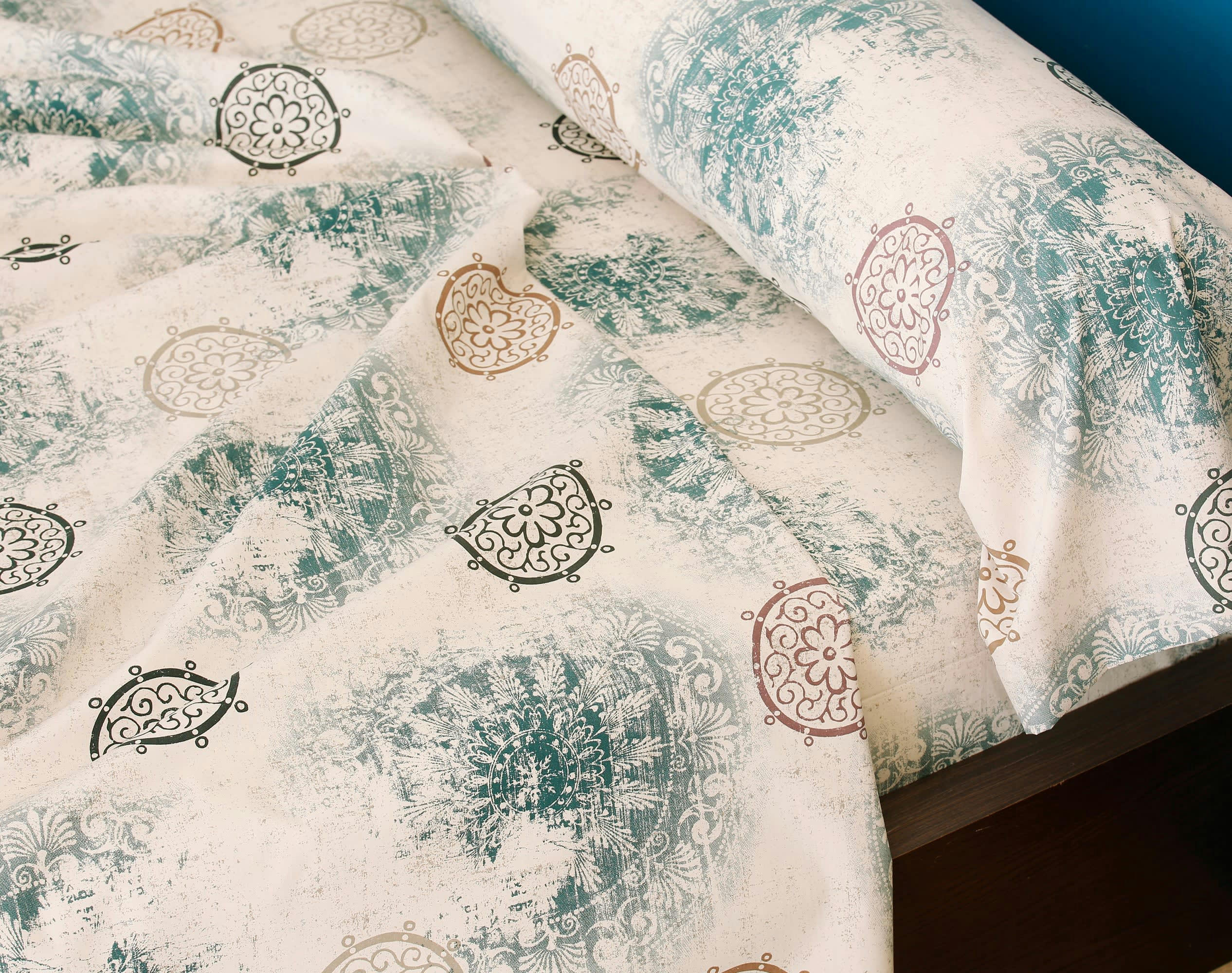 KYOTO - Drap-housse 160x200 en percale de coton  multicolore