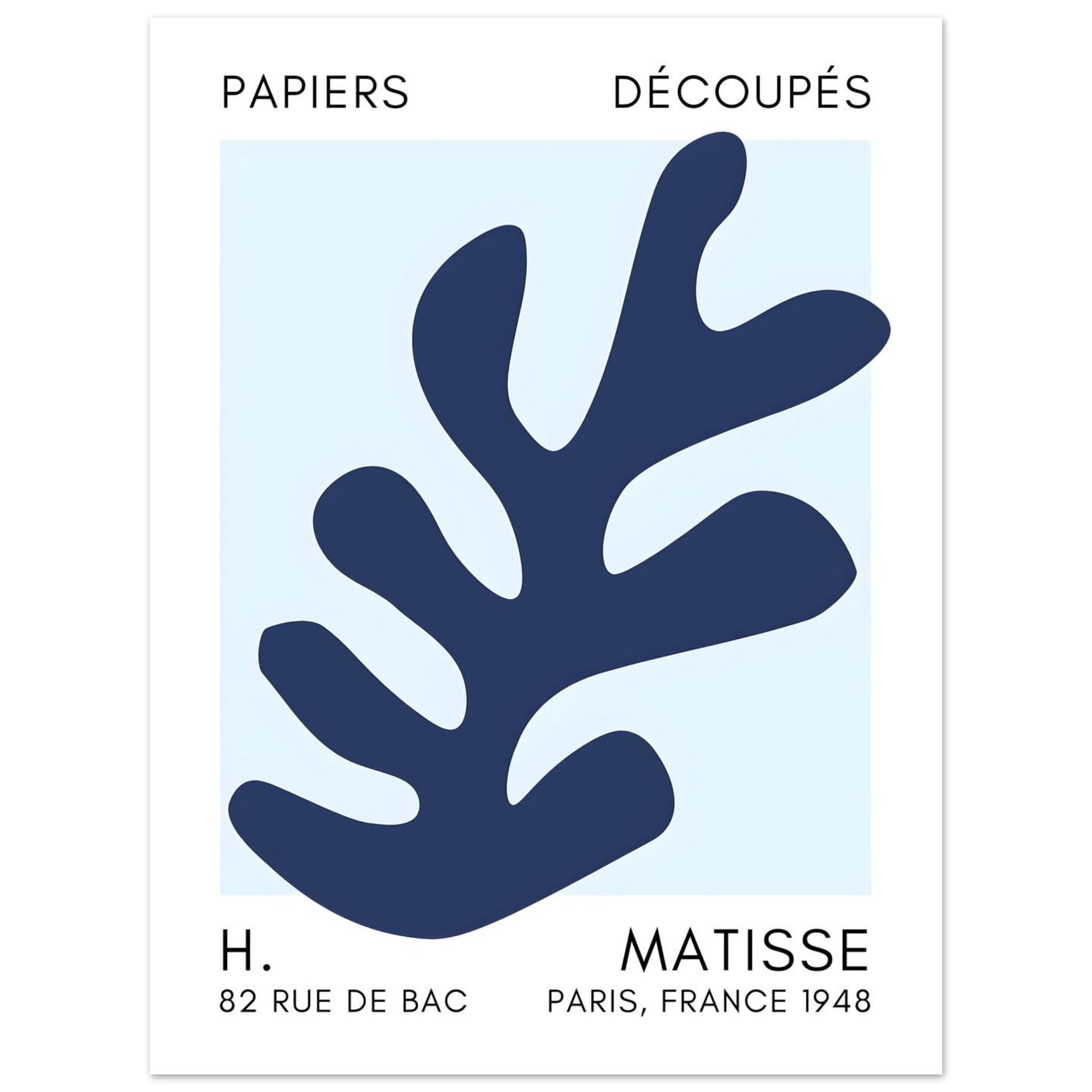 Artfulprints Poster Matisse – Ocean petals navy blue I  - 30x40 cm - Blauw