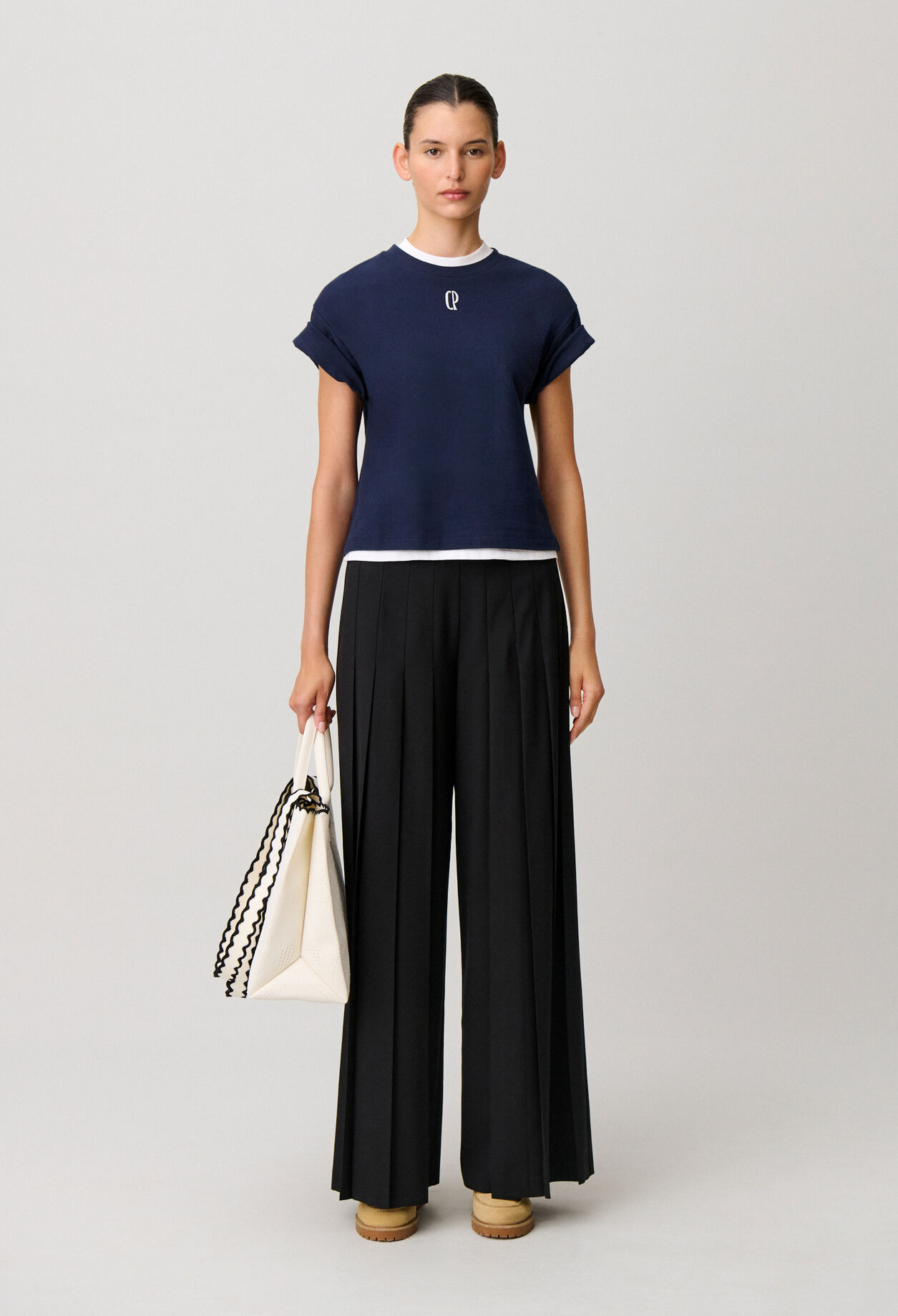 Pantalon large plissé noir