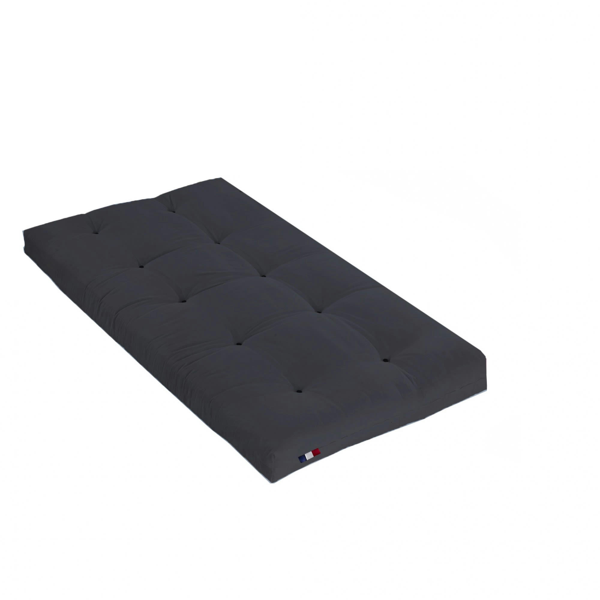 FUTON COTON - Matelas futon Coton Gris Anthracite 90x190