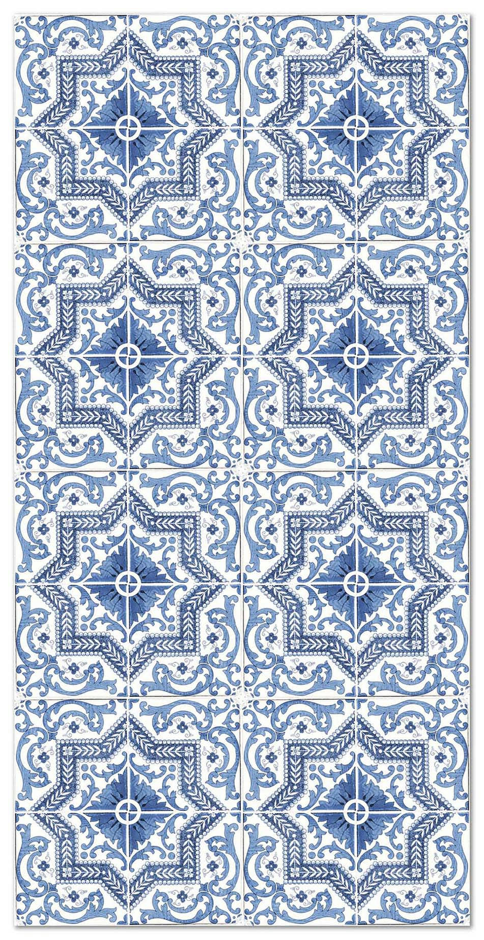 ALFOMBRAS AZULEJOS - Tapis vinyle carreaux ciments tolédo bleu 80x200cm
