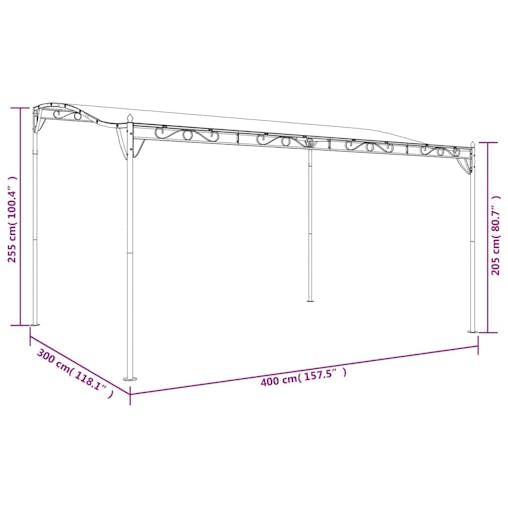 NNEVL Canopy Cream 4x3 m 180 g/m&sup2; Fabric and Steel