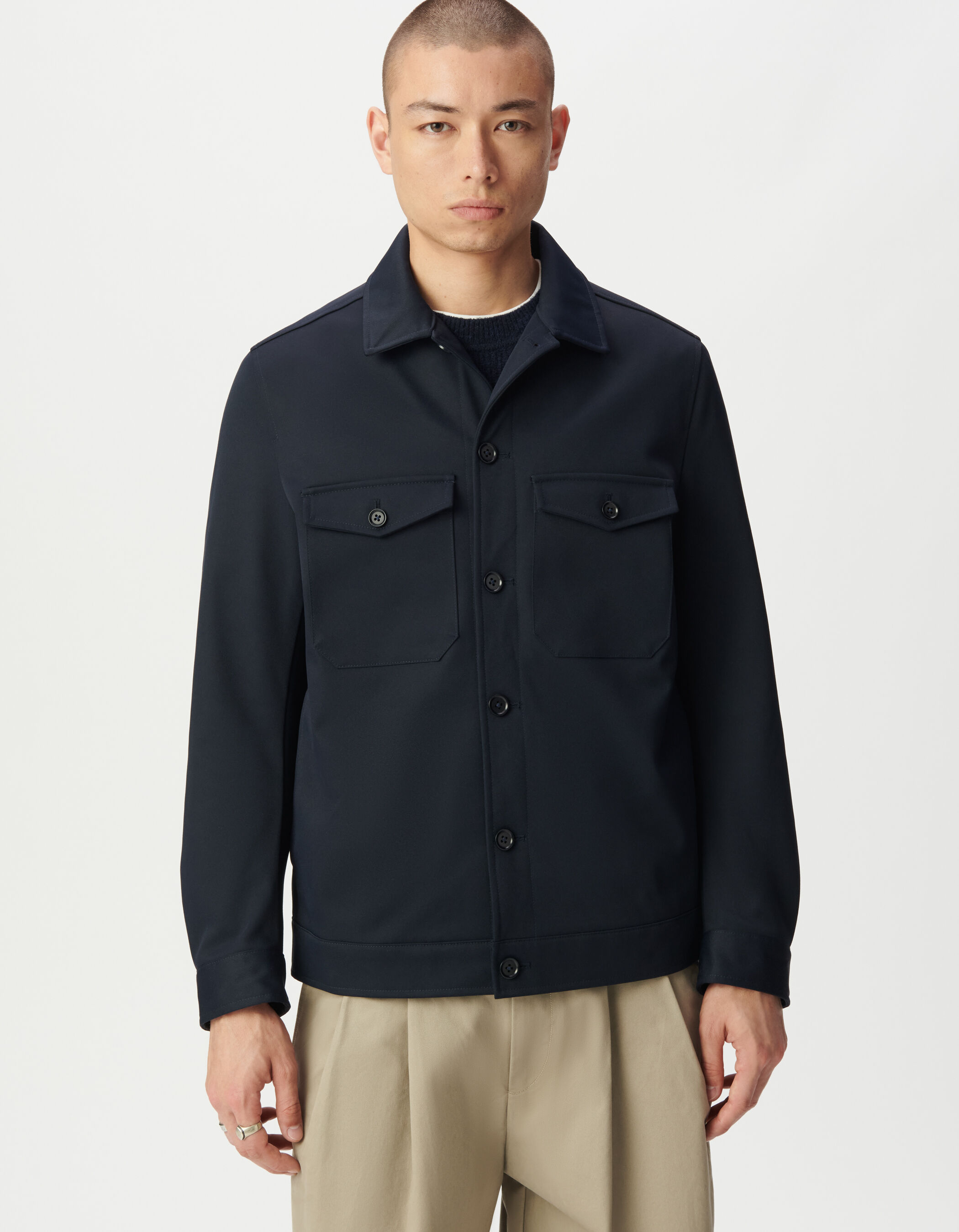 Blouson marine poches plaquées Homme