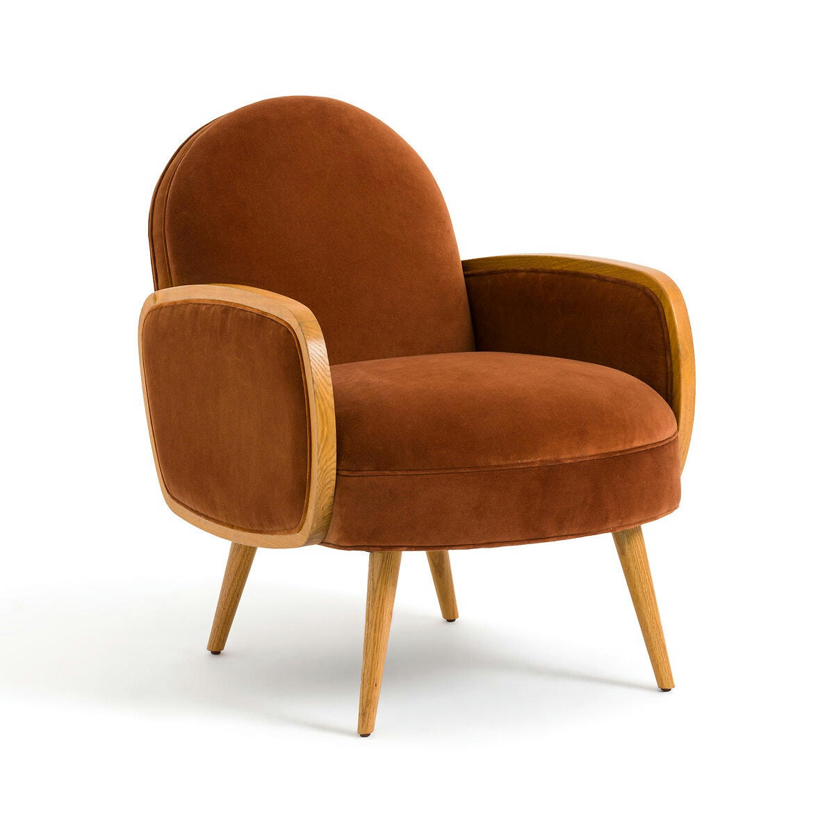 Fauteuil velours et chêne, Buisseau