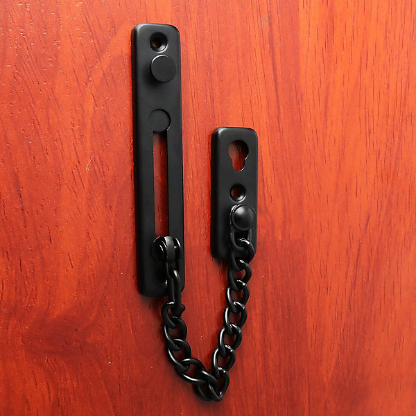 Chaîne de sécurité pour porte étroite, butée de porte à ressort, antivol, avec vis, acier inoxydable, finition noir mat