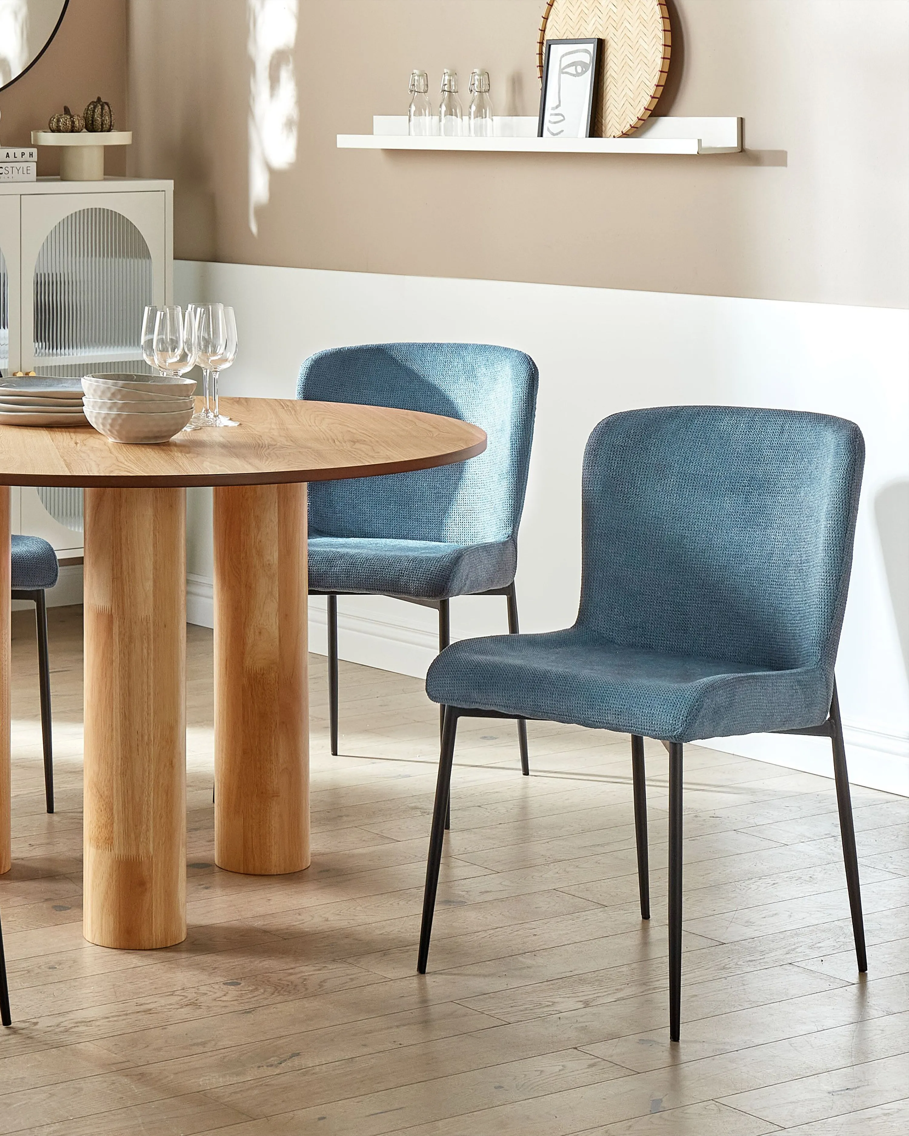 Set of 2 Dining Chairs ADA Fabric Blue