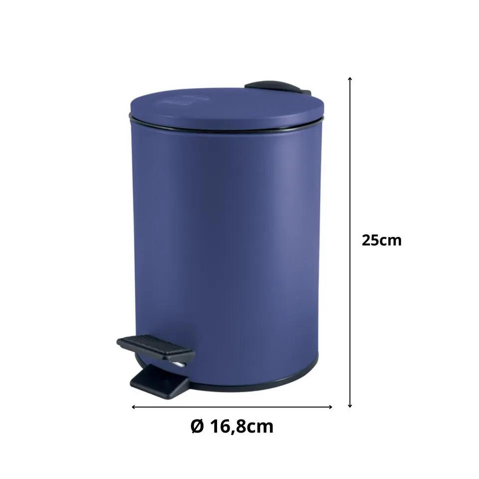 Spirella Pedaalemmer Cannes - blauw - 3L - metaal - 17 x 25 cm