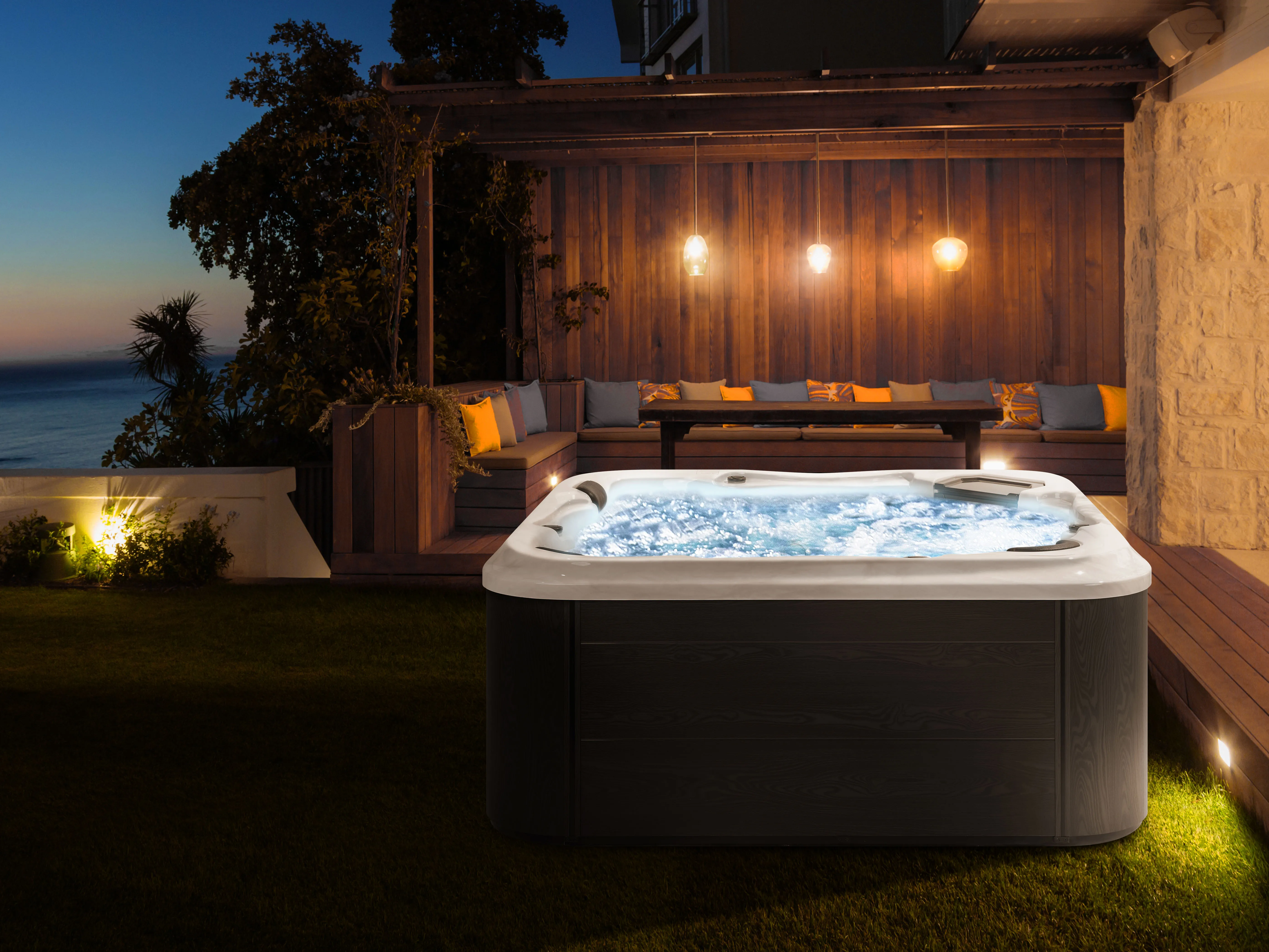 Outdoor Hot Tub with LED TULAROSA White