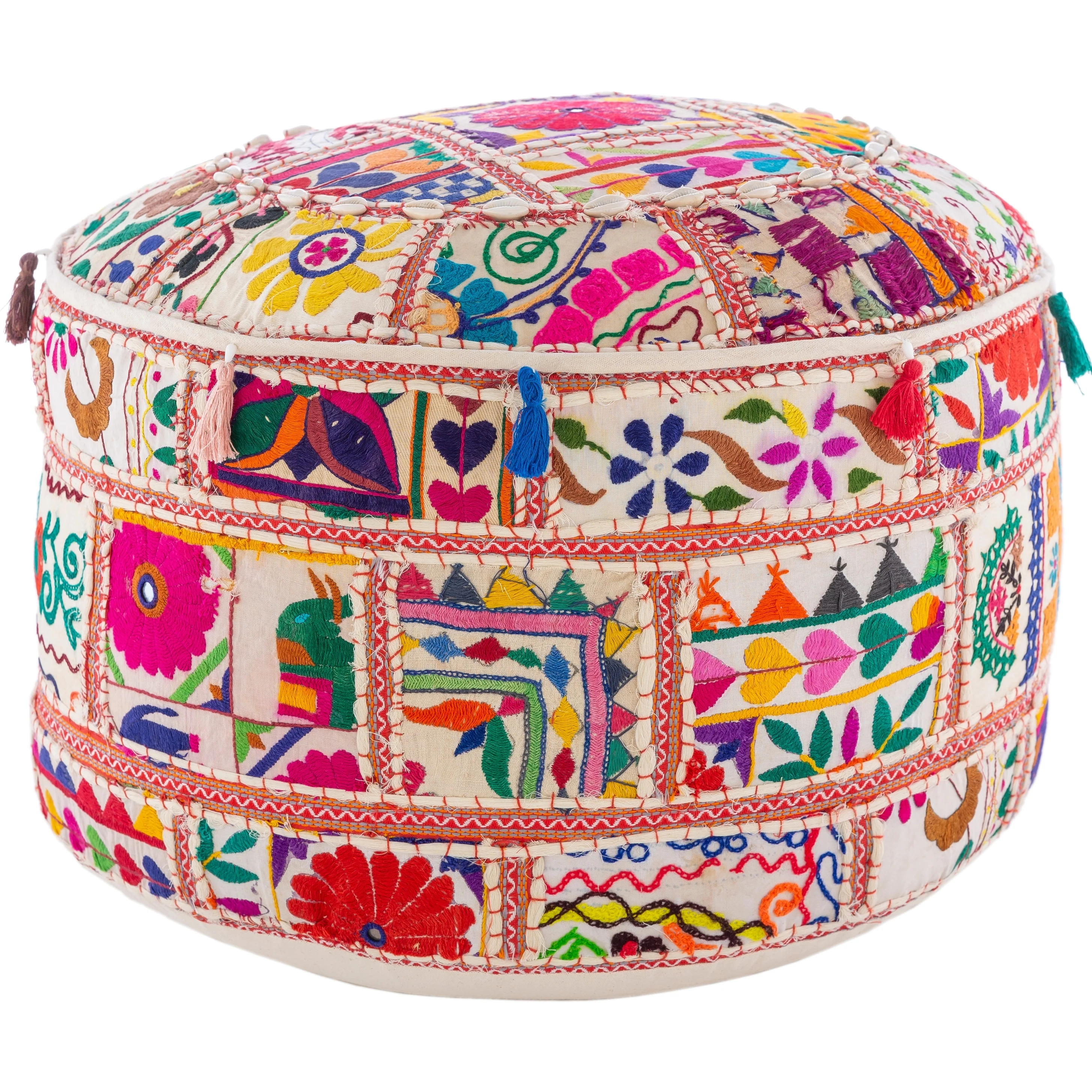 Geometric Acle Round Cotton 22-inch Pouf