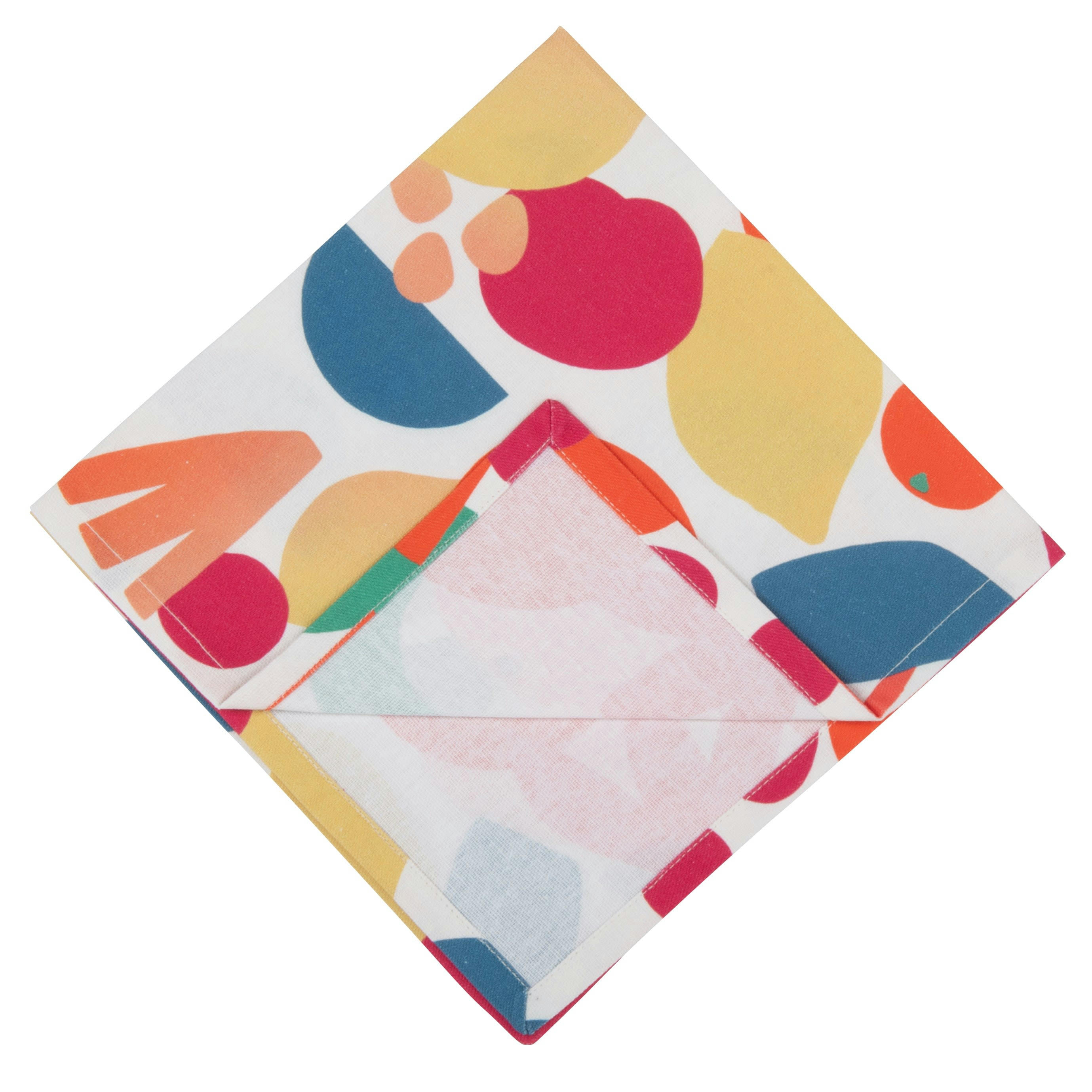 LEIREIA - Serviettes en coton biologique imprimé fruits multicolores 45x45 (x2)
