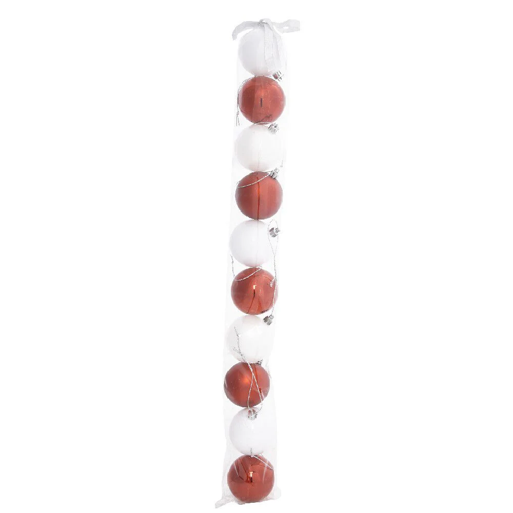 Boule de No&euml;l rouge et blanche x10
