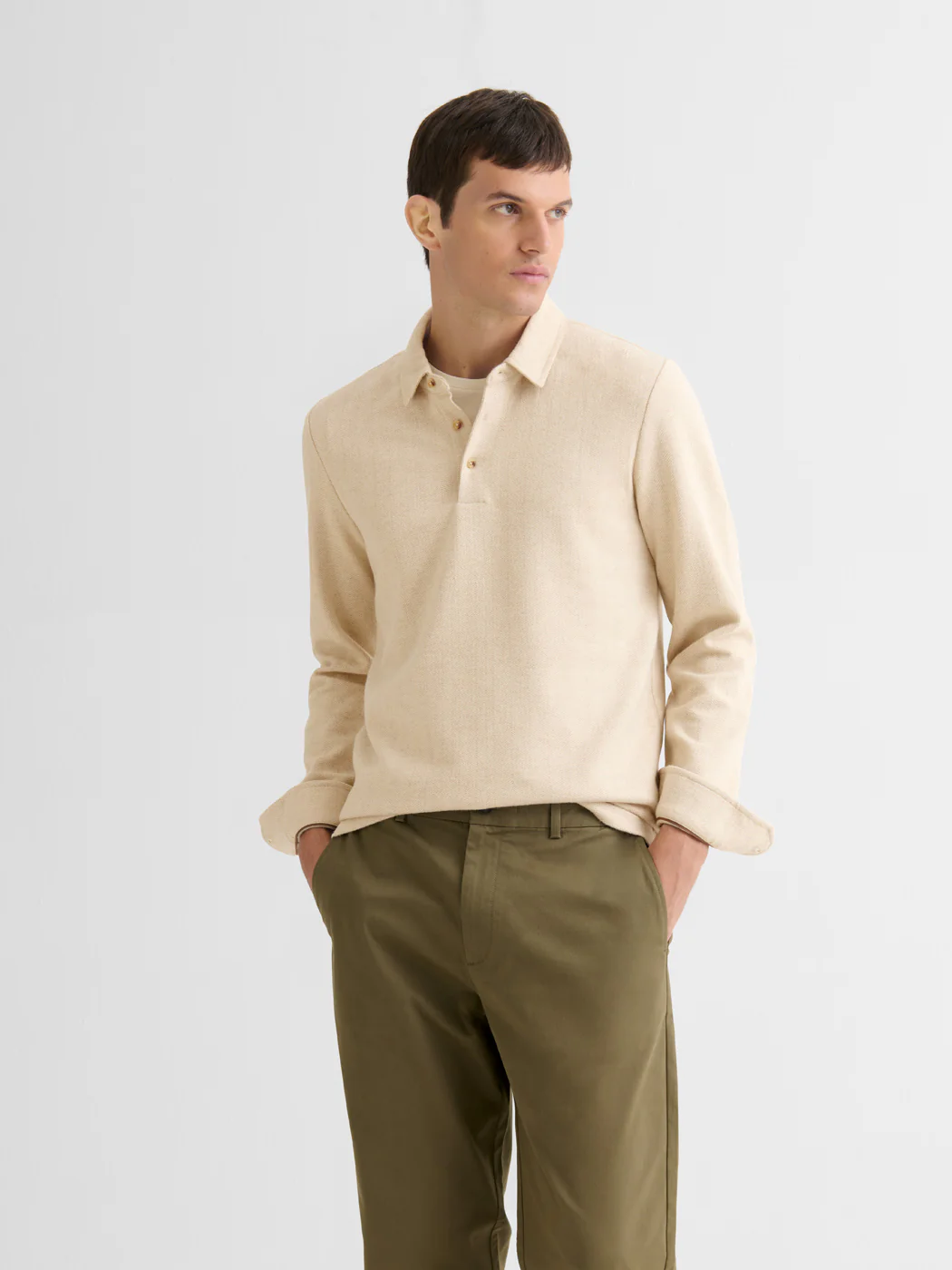 Polo boutonné en jacquard