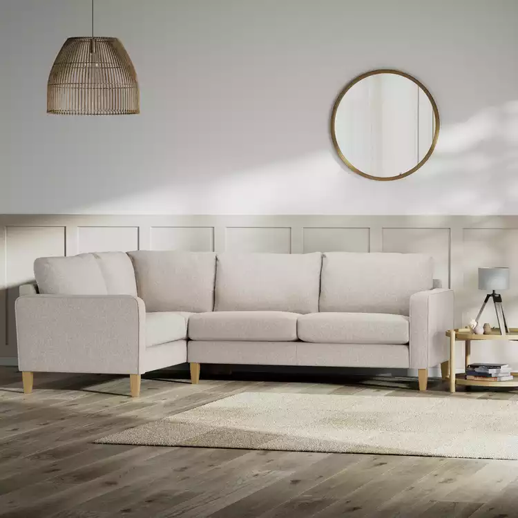 Habitat Flint Fabric Left Hand Corner Sofa - Natural-Ash Leg