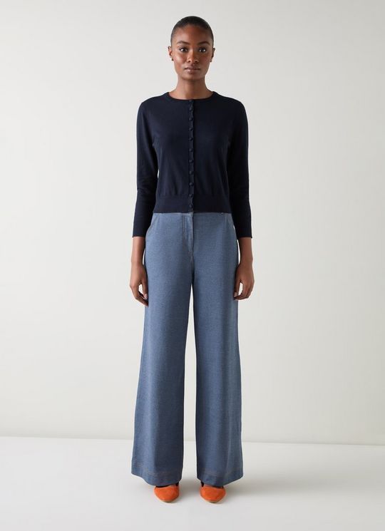 Lottie Midnight Plain Merino Fine Gauge Cardigan