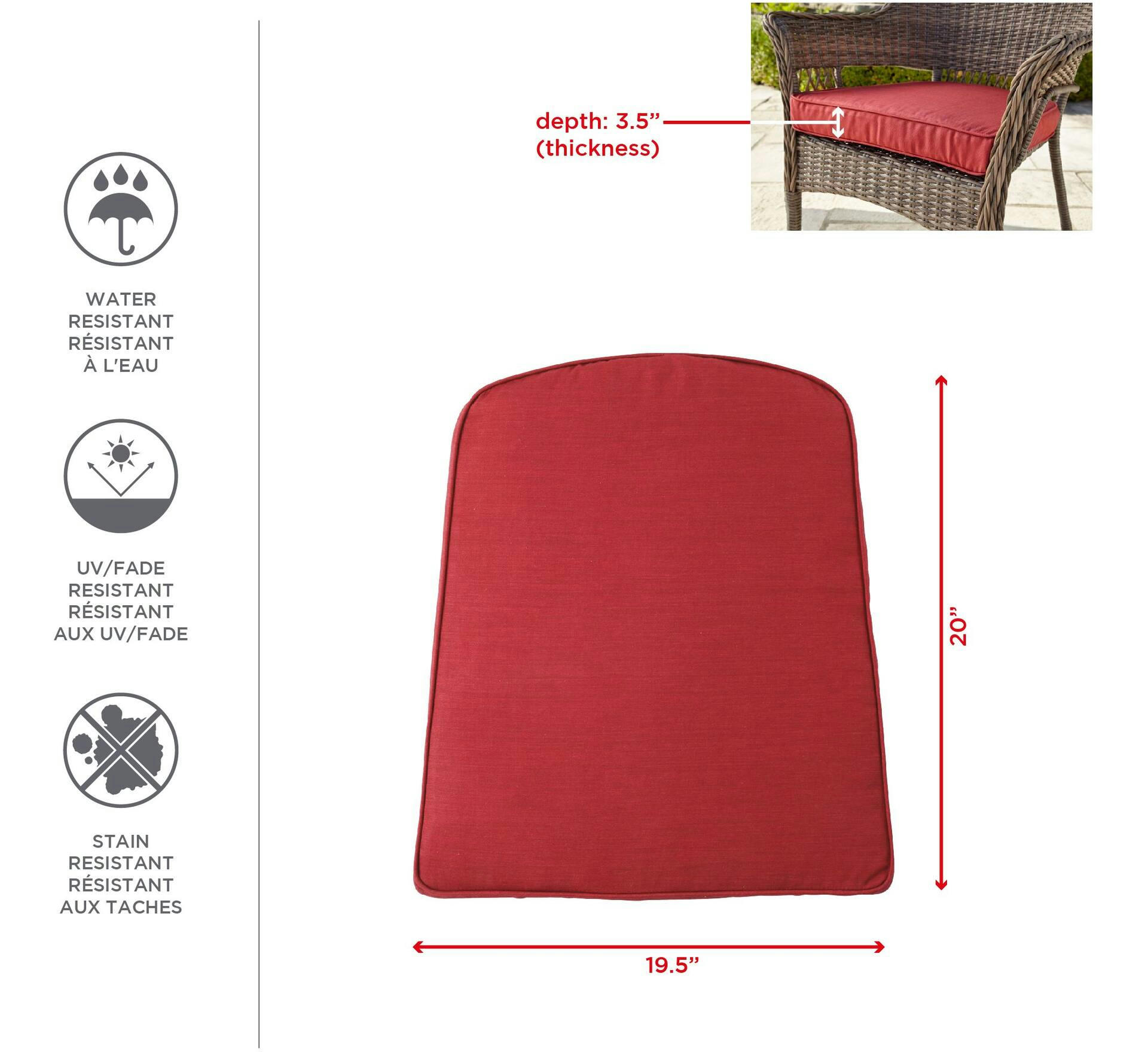 CANVAS Canterbury UV, Water & Stain Resistant Patio Chair & Seat Pad, Red